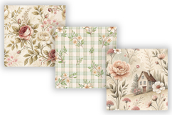 Cozy Cottage Toile Digital Paper Pack, Vintage Floral Toile Product Image 4