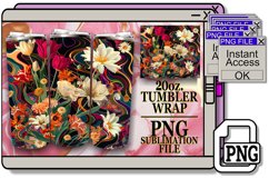 Abstract Floral Design Sublimation Tumbler 20oz Product Image 1