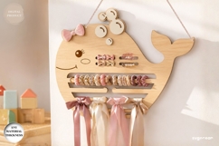 Whale Hair Bow Holder Laser Cut | Hair Bow Hanger | SVG Product Image 1