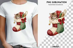Christmas bookish cat png design for T-shirts Product Image 4