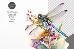 Dragonfly clipart, Flower clipart, Summer clipart Product Image 1