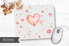 Pastel Floral Hearts Mouse Pad PNG Design Product Image 1