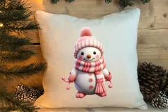 Pink Christmas Snowman Clipart, Christmas PNG Product Image 4