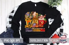 HalloThanksMas Sublimation T Shirt Design PNG Coffee Latte Product Image 5