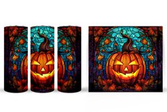 Stained Glass Pumpkin Tumbler. Halloween Tumbler Wrap Design Product Image 2