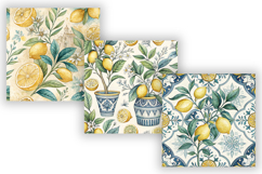 Mediterranean Lemon Watercolor Seamless Pattern Bundle Product Image 4