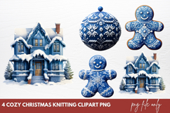 Cozy Christmas Knitting Clipart PNG Product Image 1