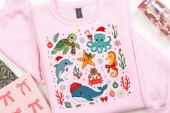 Christmas Sea Animals PNG, Ocean Creatures Christmas Product Image 3