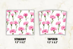 Watercolor Dianthus Flower Tumbler Wrap | 20 oz tumbler Wrap Product Image 2