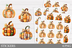 Patchwork Pumpkin Sticker Design. Fall Sticker Printable Product Image 1