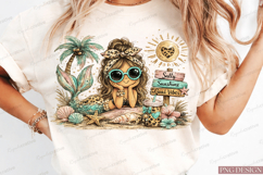 Salty Sunshine Good Vibes PNG Design | Cute Mermaid Girl Bea Product Image 4