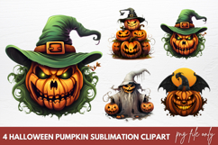 Watercolor Halloween Pumpkin Sublimation Clipart Product Image 1
