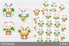 Cute Bunny Sticker Design. Bunny Carrot Sticker Printable Product Image 1