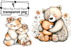 Whimsical Father’s Day Animal Clipart Watercolor PNG Product Image 1