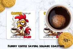 Funny coffee saying square coaster. Sublimation PNG. Product Image 1