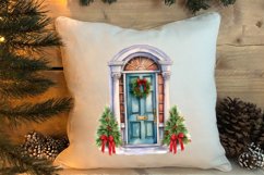 Christmas Door Watercolor Clipart, Christmas Door PNG Product Image 4