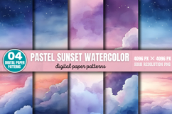 Pastel Sunset Watercolor Background Bundle PNG Product Image 5