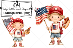 Whimsical 4th of July Little Girl Clipart Watercolor PNG Product Image 1