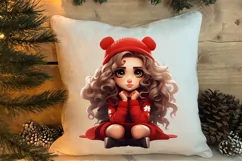 Cute Christmas Little Girl Sublimation Clipart Product Image 4
