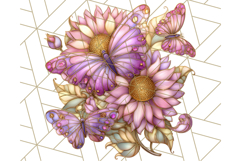 Stained Glass Butterfly and Sunflower PNG Clipart Product Image 4