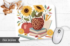 Vibrant Leopard Print Apple Sunflowers Mouse Pad PNG Design Product Image 1