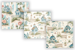 Coastal Cottage Digital Paper Pack, Seamless Watercolor Product Image 4