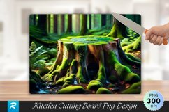 Cut Tree Stump with green moss Cutting Board PNG Design Product Image 1