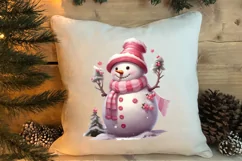 Pink Christmas Snowman Clipart, Christmas PNG Product Image 4