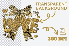 LOVE Valentine Glitter Bow Sublimation PNG Product Image 3