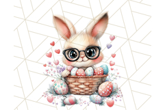 Cute Easter Bunny PNG, Spring Rabbit with Glasses Clipart Product Image 4