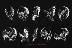 10 Bundle Dark Art Flying Bat Spooky Horror Wings Vampire Product Image 6