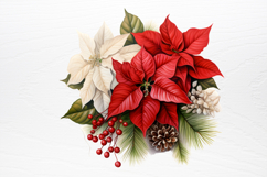 Christmas Flower Bouquet Clipart PNG Product Image 4