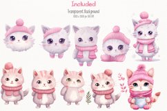 Winter Pink Cat 46 Cliparts Collection Product Image 4