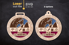 Ice Climbing Sport Medal SVG laser cut files for Glowforge Product Image 3