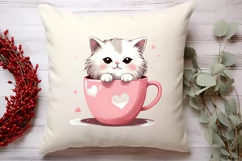 Sweet Cat Valentines Day Clipart, Valentines PNG Product Image 4