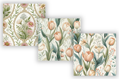 Gentle Meadow Watercolor Seamless Patterns, Neutral Nursery Product Image 4