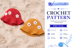 Flower Bucket Hat Crochet Pattern PDF Product Image 4