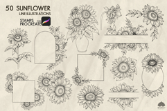 Sunflower Procreate stamp brushes Product Image 4