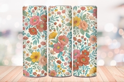 Boho Floral Seamless 20 OZ Skinny Tumbler Wrap PNG. Product Image 4