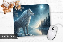Icy Wolf Under Starry Skies Mouse Pad PNG Design Product Image 1