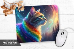 Glowing Rainbow Cat Majesty Mouse Pad PNG Design Product Image 1