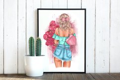 Fashionable girl with flowers clipart Product Image 2