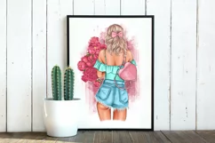 Fashionable girl with flowers clipart Product Image 2