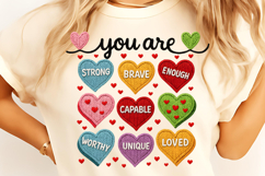 Crochet Valentine Candy Heart PNG, Faux Yarn You Are Enough Product Image 2