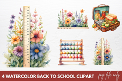 Back to School Sublimation Clipart, Watercolor Clipart Product Image 1