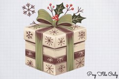 Cute Boho Christmas Watercolor Clipart PNG Product Image 1