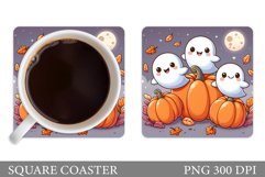 Cute Ghost Coaster Design. Halloween Ghost Sublimation Product Image 1