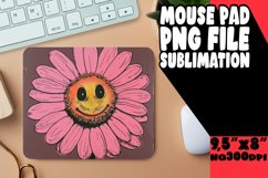 Smiling Flowers Delight: Mouse Pad Retro Sublimation PNG Product Image 1