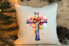 Christmas Cross Watercolor Clipart, Jesus Christ Clipart Product Image 4