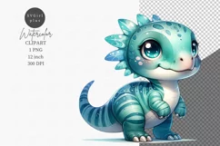 Friendly dinosaur, Dino clipart, Watercolor clipart, Product Image 1